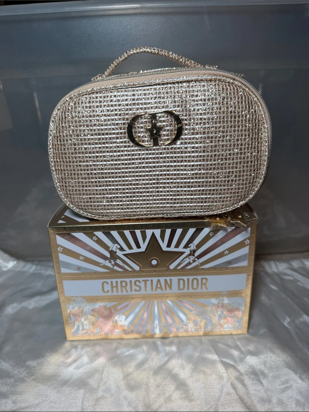 Dior Metallic Gold Mesh Cosmetic Case